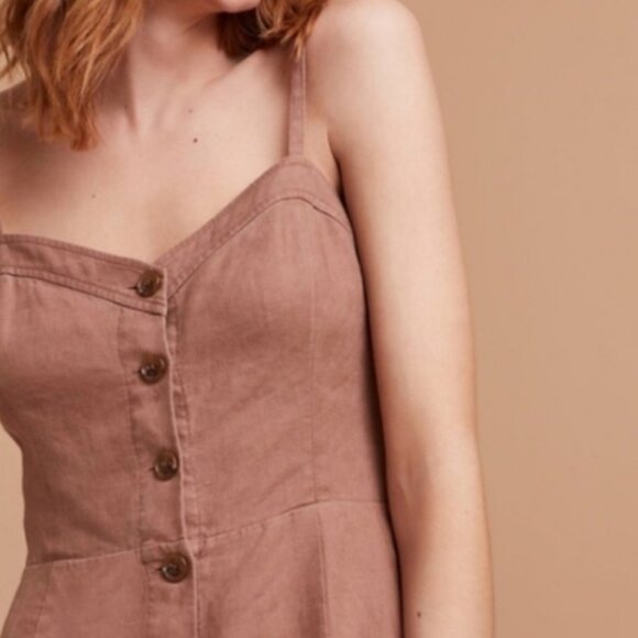 Aritzia Wilfred Ducharme linen mini dress dusty rose beige size 00 - Picture 3 of 16